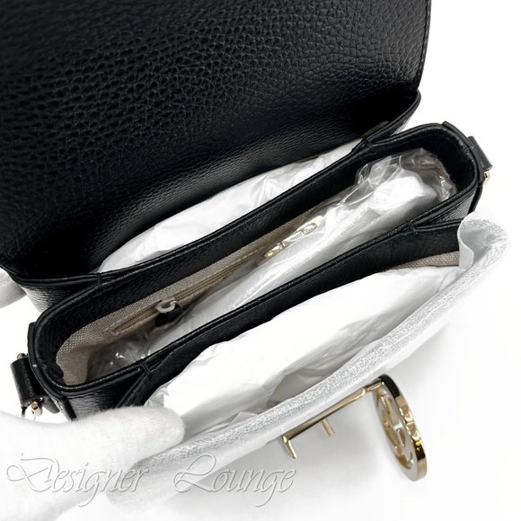 NEW GUCCI Interlocking GG Black Leather Small Crossbody Shoulder Chain Bag $2190 - Picture 7 of 15